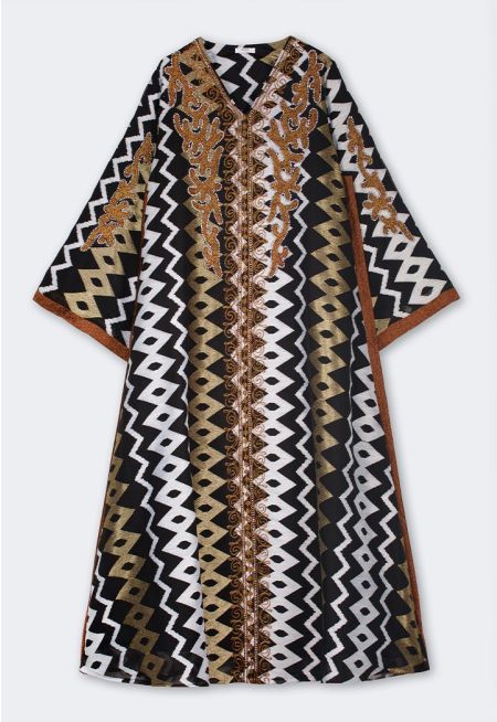  V-Neck Embroidered Dress