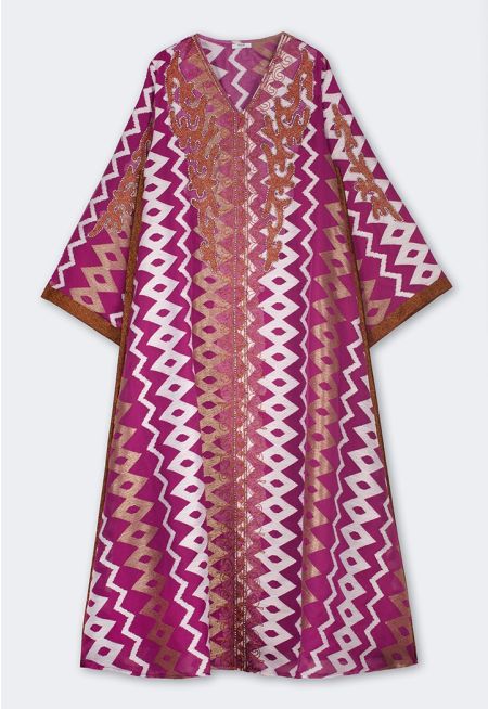  V-Neck Embroidered Dress