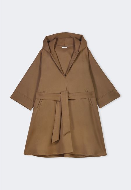 Hooded Belted Cashmere Coat