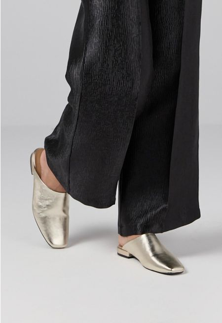Metallic Square Toe Mules