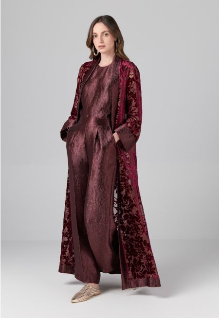 Wide Leg Textured Trousers