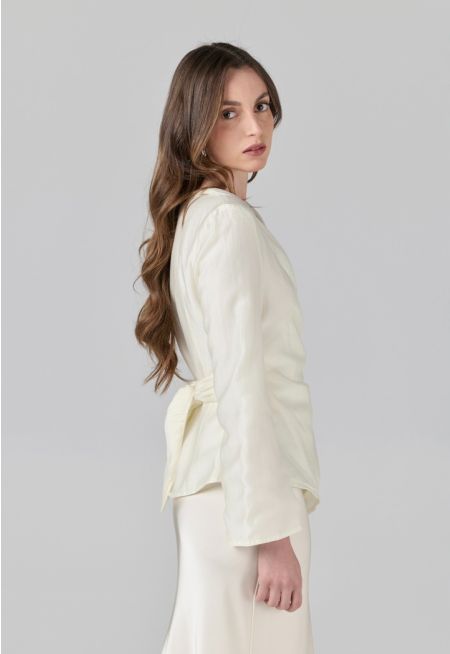 Solid Wrap Blouse