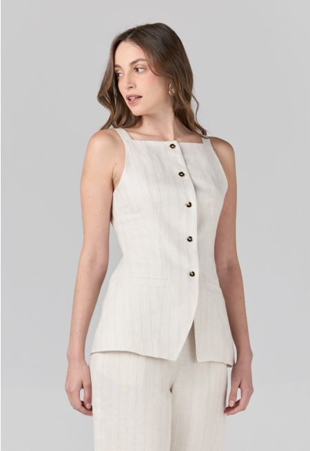 Solid Square Neck Vest