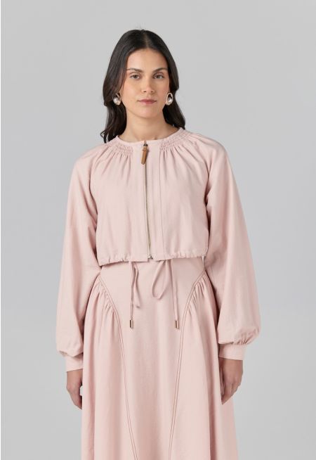 Solid Cropped Zip-Up Jacket