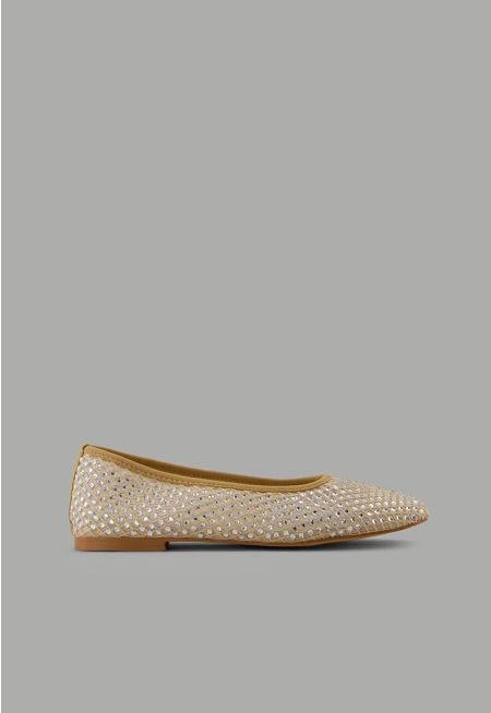 Mesh Strass Embellished Ballerinas