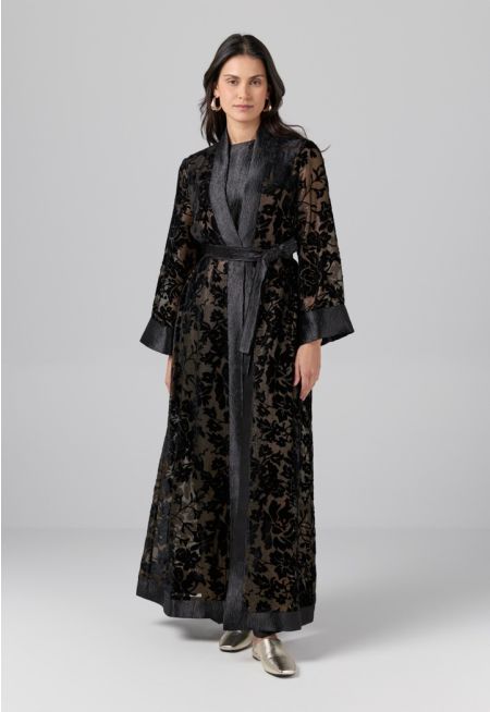 Velvet Burnout Floral Abaya- Ramadan Style