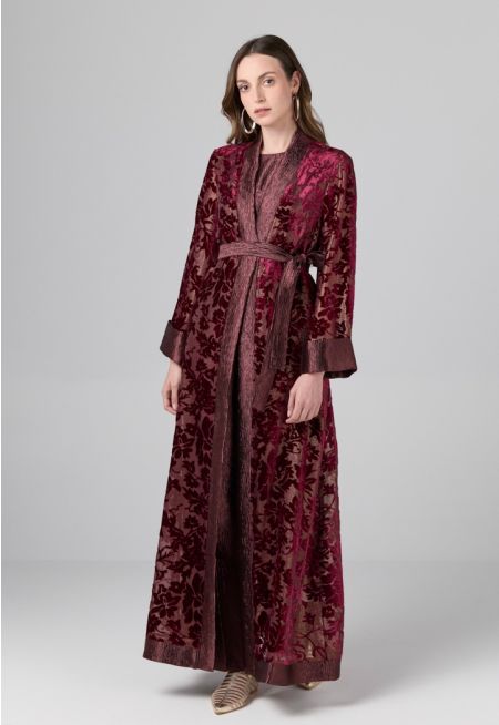 Velvet Burnout Floral Abaya- Ramadan Style