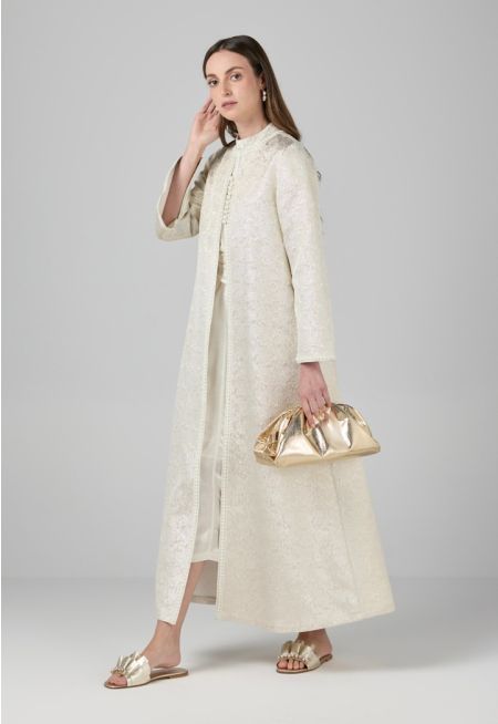 Jacquard Lurex Abaya with Hijab (2 PCS)- Ramadan Style