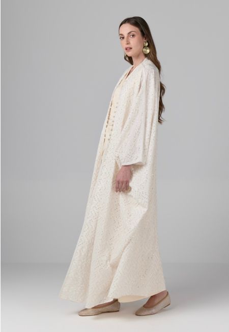 Lace-Embellished Sequined Abaya- Ramadan Style