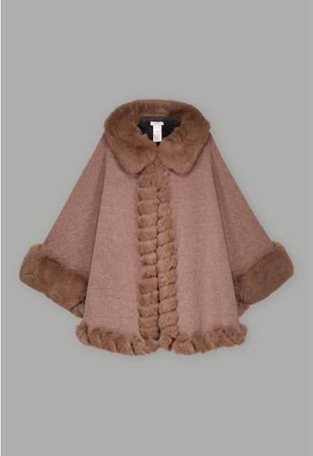 Knitted Faux Fur Poncho