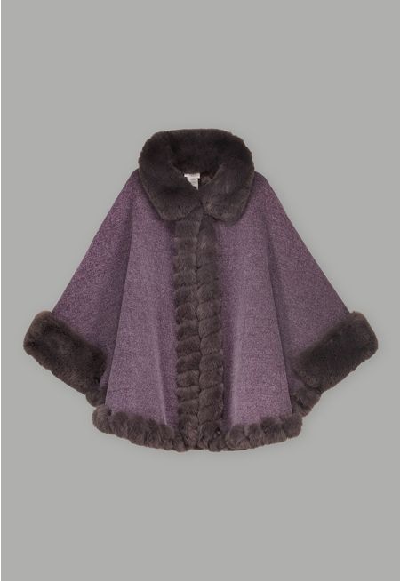 Knitted Faux Fur Poncho