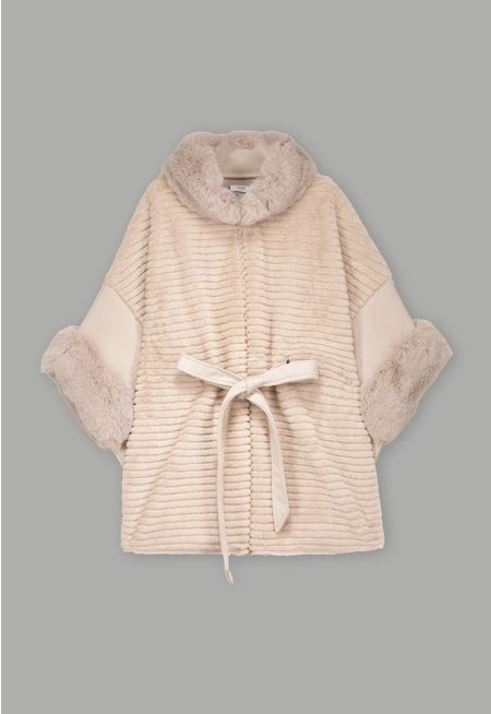 Faux Fur Suede Poncho