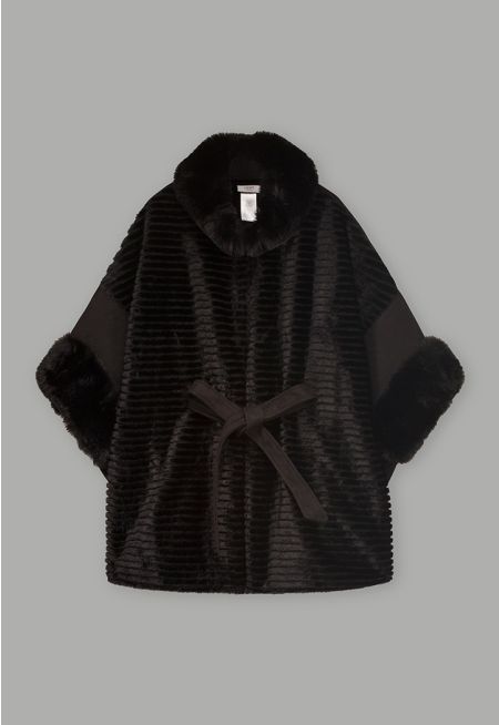 Faux Fur Suede Poncho