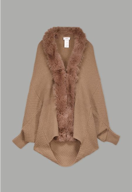 Knitted Poncho with Elastic Cuffs