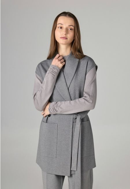 Shawl Collar Front Pocket Gilet