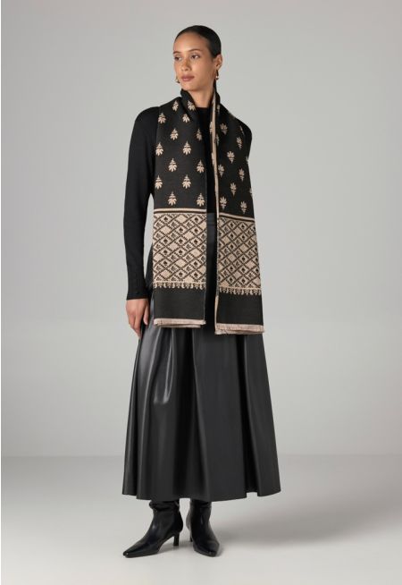 Contrast Flower Pashmina Scarf