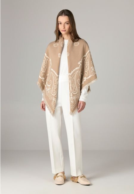 Contrast Paisley Pashmina Scarf