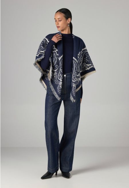Contrast Paisley Pashmina Scarf