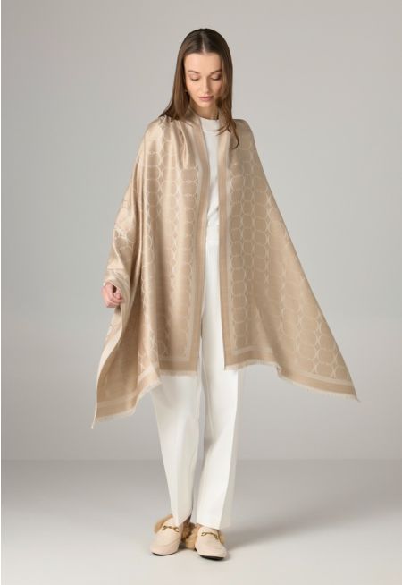 Contrast Monogram Shawl