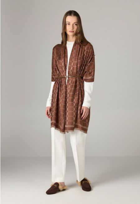 Contrast Monogram Shawl