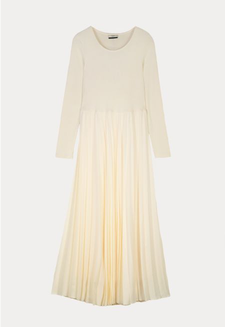 Round Neck Pleated Dress