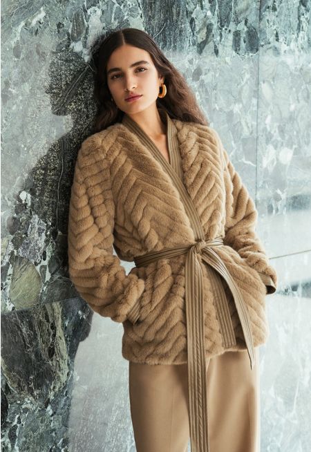 Belted Faux Fur Jacket 