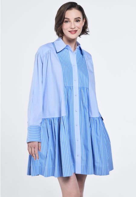 Oversized Striped Shirt Dress