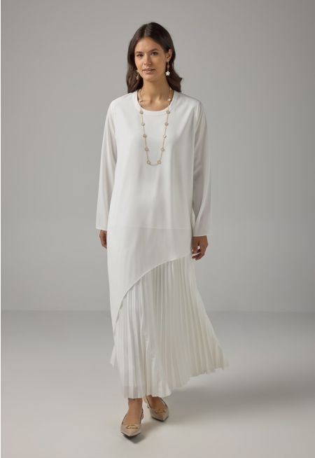 Solid Pleated Maxi Skirt