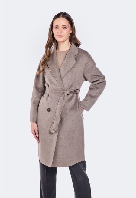 Double Breasted Belted Overcoat