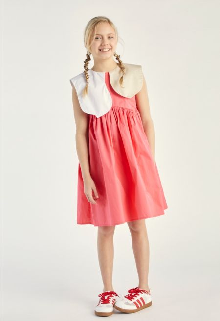 Contrast Collar Vibrant Dress