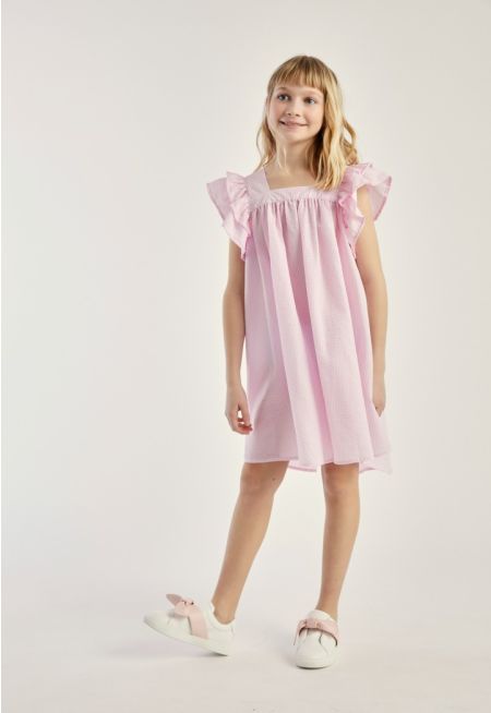 Square Neck Checkered Dress