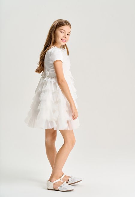 Tiered Mesh Embellished Dress