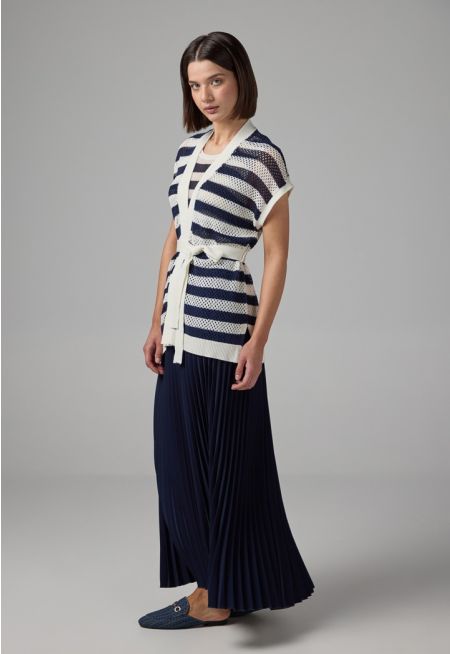 Solid Pleated Maxi Skirt