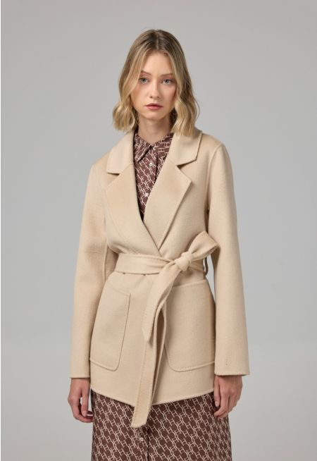 Handmade Belted Solid Jacket