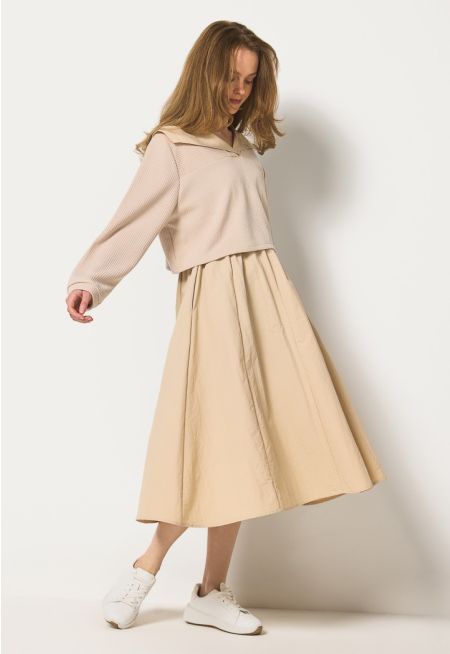 Solid Dress and Sweater Set (2 PCS)