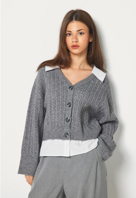 Buttoned V Neck Cardigan