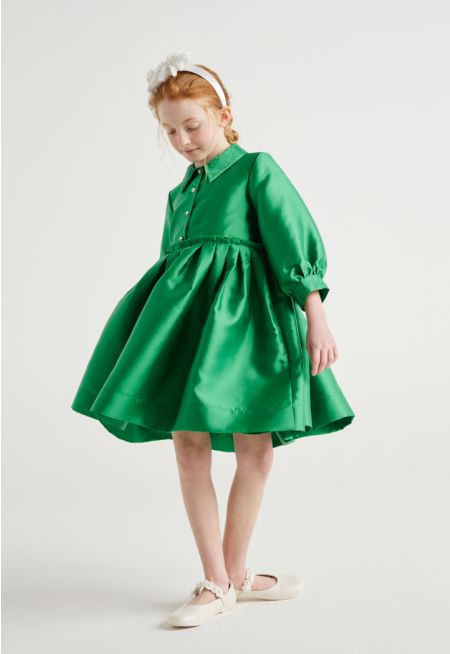 Embellished Collar Shirt Dress