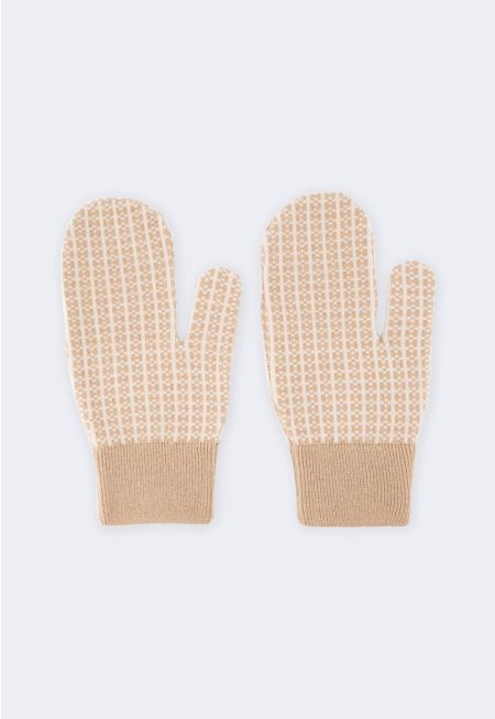 Contrast Knitted Mittens