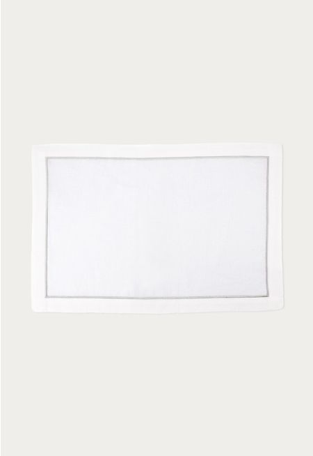 Silver Embroidered Placemat Set Of 6