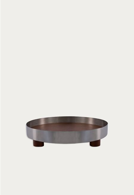 Wooden tray with Stainless Steel Details 