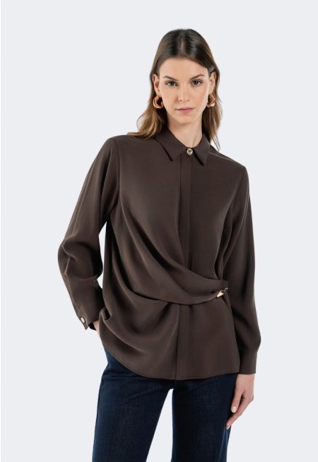 Solid Wrap Front Shirt