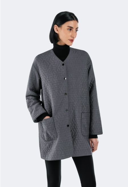 V-Neck Quilted Jacket