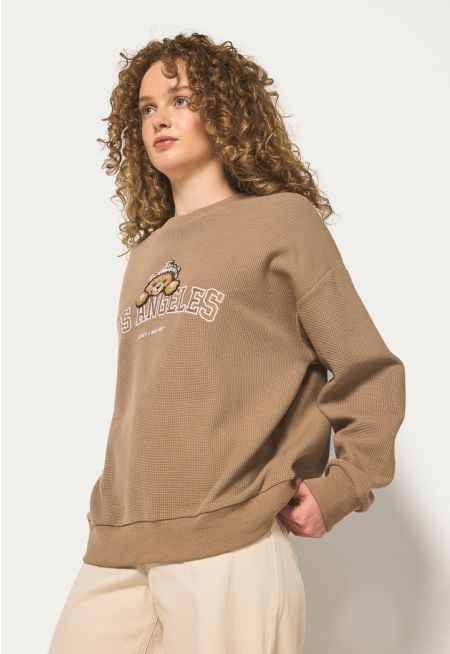 Embroidered Crochet Sweatshirt