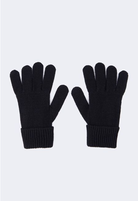 Ribbed Monogram Gloves