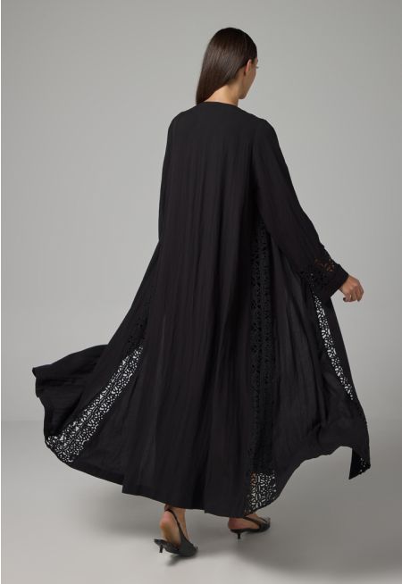 Solid Schiffli Oversized Abaya