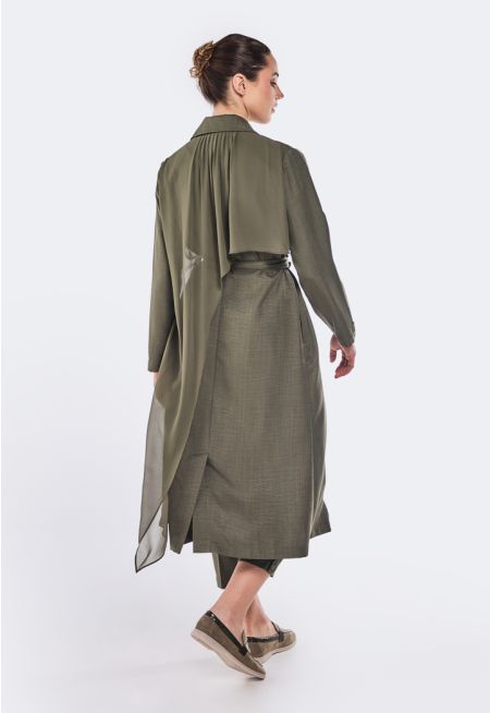 Belted Jacket With Back Overlay