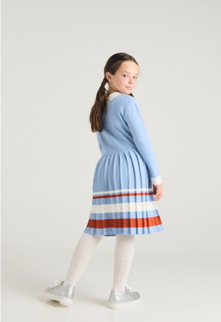 Striped Pleated Skirt Dress