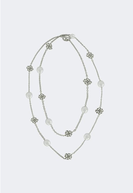 Faux Pearl Anagram Necklace