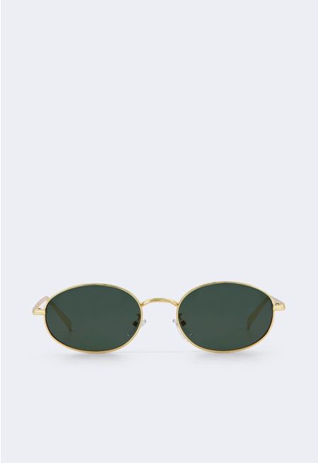 Metallic Frame Oval Sunglasses