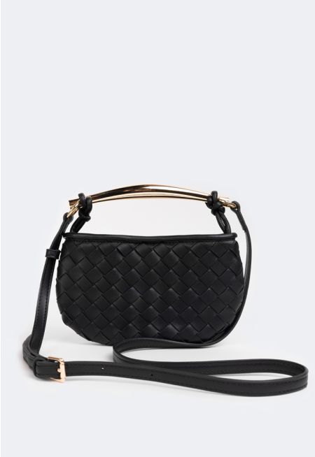 Solid Intricate Crossbody Bag